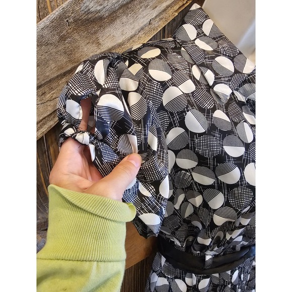 Vintage Robbie bee silky look polka dot dress size 8 short sleeve side zip ^ - Picture 5 of 8